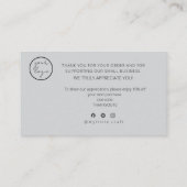 Visite Carte de remerciement à script de logo gris remise (Dos)