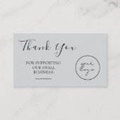 Visite Carte de remerciement à script de logo gris remise (Devant)