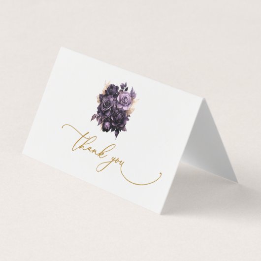 Visite Carte de remerciement aux élégantes roses violette (Devant)