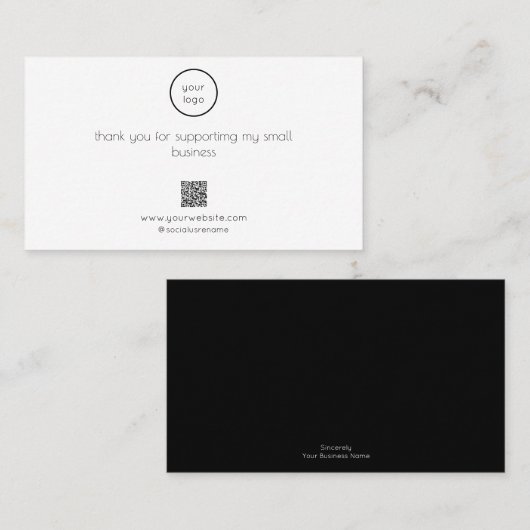 Visite Carte de remerciement avec code QR Logo pour petit (Devant / Derrière)