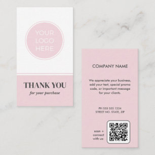 Visite Carte de remerciement avec logo rose Entreprise