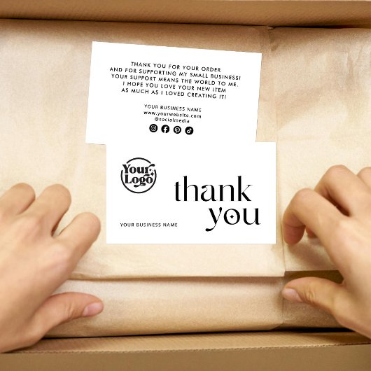 Visite Carte de remerciement blanche pour commande d'emba