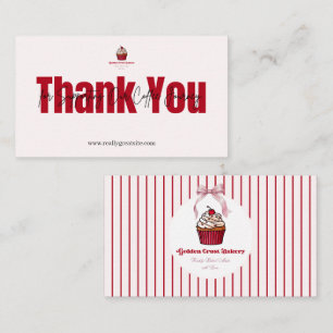 Visite Carte de remerciement Cupcake Red Stripe Bakery