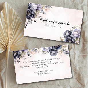 Visite Carte de remerciement d'affaires florale violette