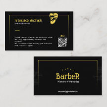Carte de remerciement de barbier en or noir
