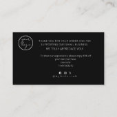 Visite Carte de remerciement en script de logo noir remis (Dos)