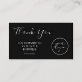 Visite Carte de remerciement en script de logo noir remis (Devant)
