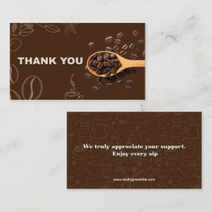 Visite Carte de Remerciement Grains de Café Marron Foncé