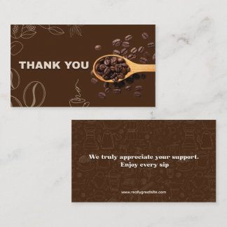 Visite Carte de Remerciement Grains de Café Marron Foncé