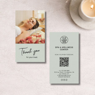 Visite Carte de remerciement moderne Spa Bien-être Vert S