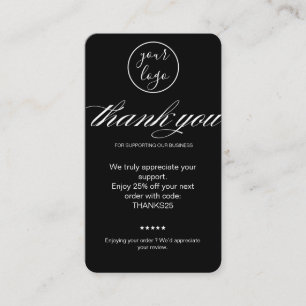 Visite Carte de remerciement noir Code de réduction Exame