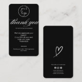 Visite Carte de remerciement noir Code de réduction Exame (Devant / Derrière)