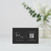 Visite Carte de remerciements de code QR noir et blanc mo (Debout devant)