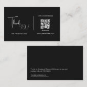 Visite Carte de remerciements de code QR noir et blanc mo (Devant / Derrière)