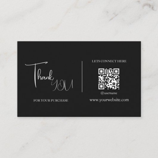Visite Carte de remerciements de code QR noir et blanc mo (Devant)