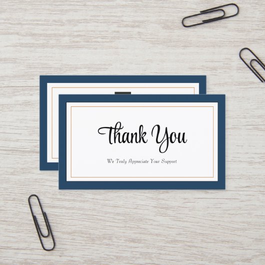 Visite Carte de remerciements d'or bleu moderne (Devant/Arrière en situation)