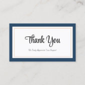 Visite Carte de remerciements d'or bleu moderne (Devant)