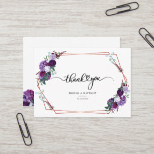 Visite Carte de remerciements Mariage d'aquarelle florale