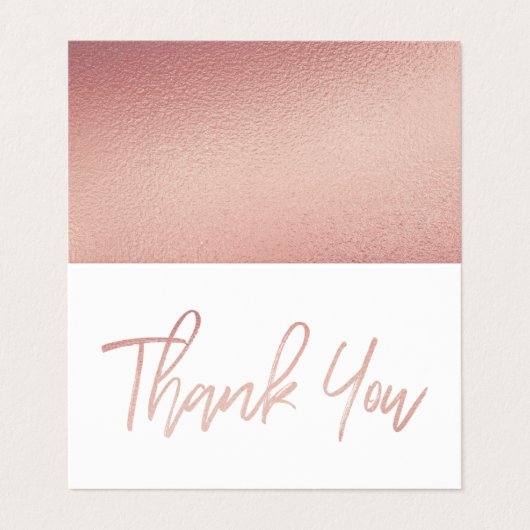 Visite Carte de remerciements Mariage rose de script Gold (Extérieur déplié)