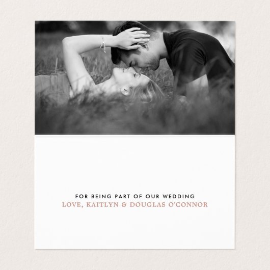 Visite Carte de remerciements Mariage rose de script Gold (Intérieur déplié)