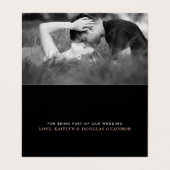 Visite Carte de remerciements Mariage rose de script Gold (Intérieur déplié)