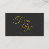 Visite Carte de remerciements moderne Elegant Noir et Or (Devant)