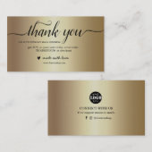 Visite Carte de remerciements noir et or pour l'emballage (Devant / Derrière)