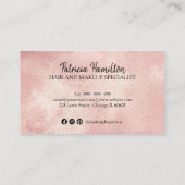 Visite Carte de Rendez-vous à Feuille d'Or Rose Script Él (Dos)