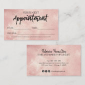 Visite Carte de Rendez-vous à Feuille d'Or Rose Script Él (Devant / Derrière)