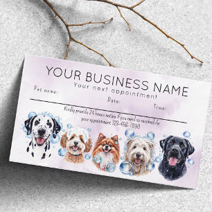 Visite Carte de rendez-vous aquarelle chiens bulles