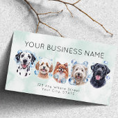 Visite Carte de rendez-vous aquarelle chiens bulles