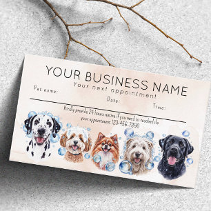 Visite Carte de rendez-vous aquarelle chiens bulles