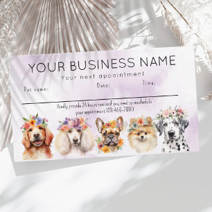 Visite Carte de rendez-vous aquarelle chiens fleurs, viol