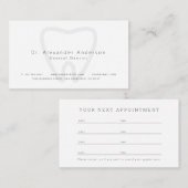 Visite Carte de rendez-vous blanc pour dentiste (Devant / Derrière)