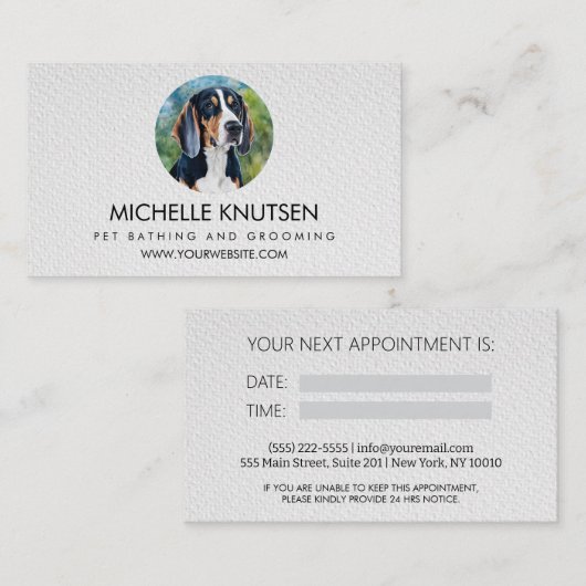 Visite Carte de rendez-vous branchée pour animaux de comp (Devant / Derrière)