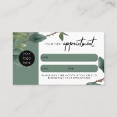 Visite Carte de rendez-vous client Eucalyptus Code QR Log (Devant)