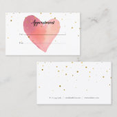Visite Carte de rendez-vous client Pink Watercolor Heart (Devant / Derrière)