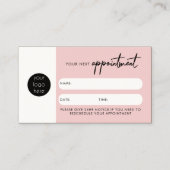 Visite Carte de rendez-vous client rose Code QR Logo d'en (Devant)