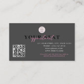 Visite Carte de rendez-vous client rose noir Code QR Logo (Dos)