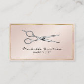 Visite Carte de rendez-vous de ciseaux de coiffeur en or  (Devant)