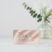 Visite Carte de rendez-vous de ciseaux de coiffeur Rose G (Debout devant)