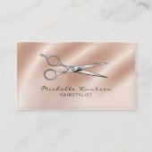 Visite Carte de rendez-vous de ciseaux de coiffeur Rose G (Devant)