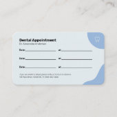 Visite Carte de rendez-vous de dentiste bleue (Devant)