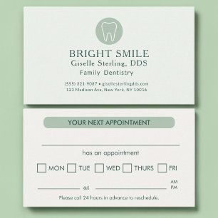Visite Carte de rendez-vous de dentiste moderne vert clai