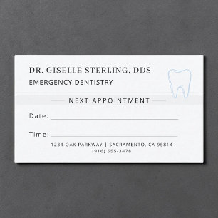 Visite Carte de rendez-vous de dentisterie d'urgence Dent