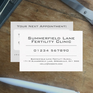 Visite Carte de rendez-vous de la clinique de fertilité