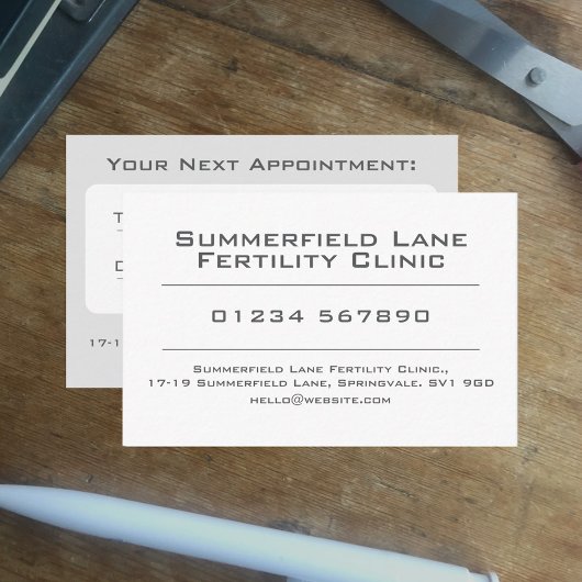 Visite Carte de rendez-vous de la clinique de fertilité