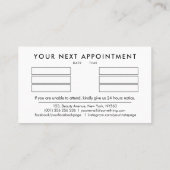 Visite Carte de rendez-vous de technicien en ongles propr (Dos)