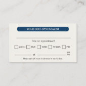 Visite Carte de rendez-vous dentaire professionnelle bleu (Dos)