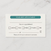 Visite Carte de rendez-vous dentaire professionnelle sarc (Dos)